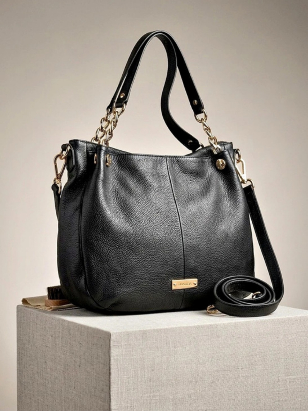 Danier Black Shoulder Bag with Chain Strap Like New